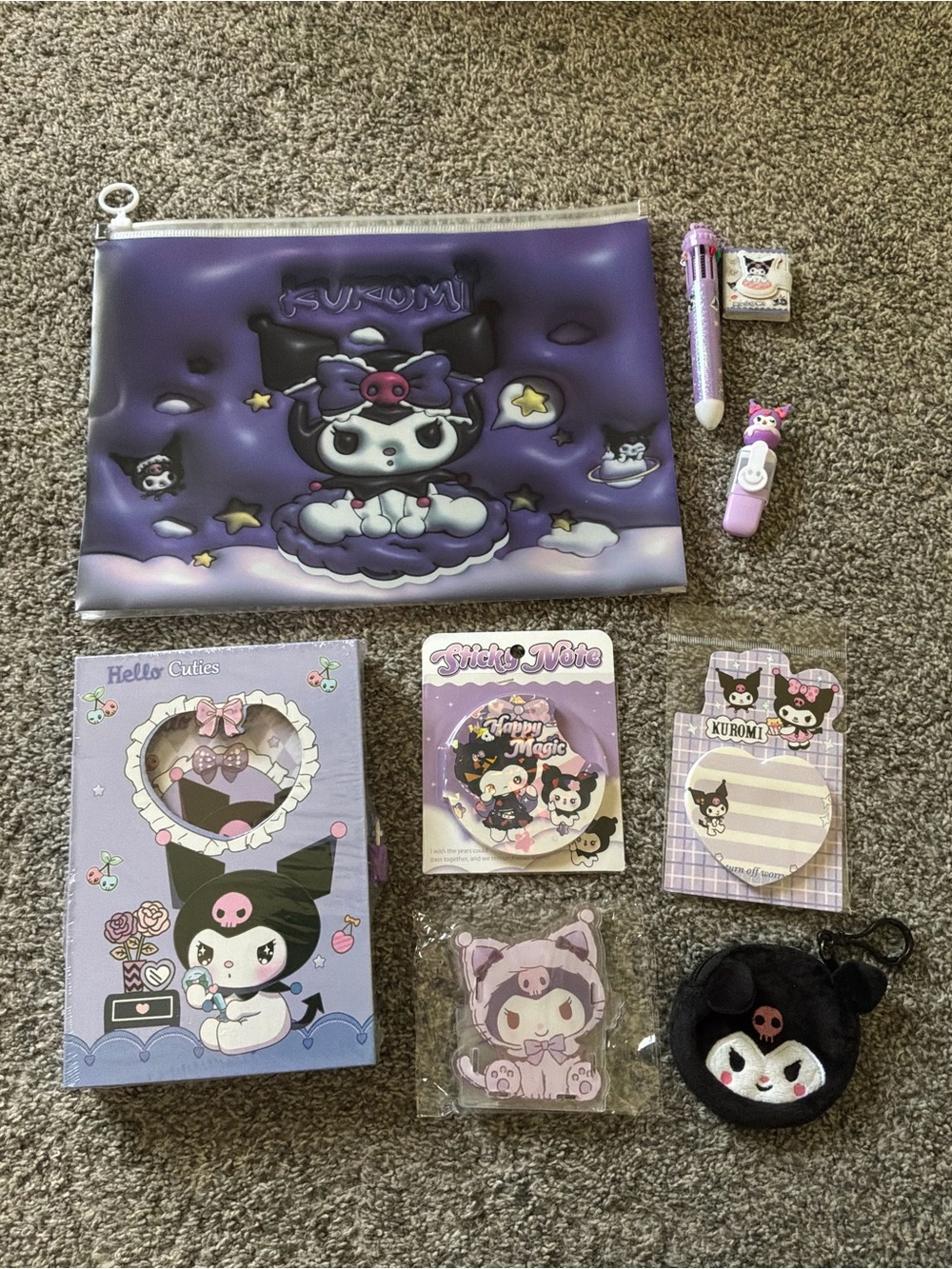 Sanrio Kuromi Purple 8 Piece Stationery Set